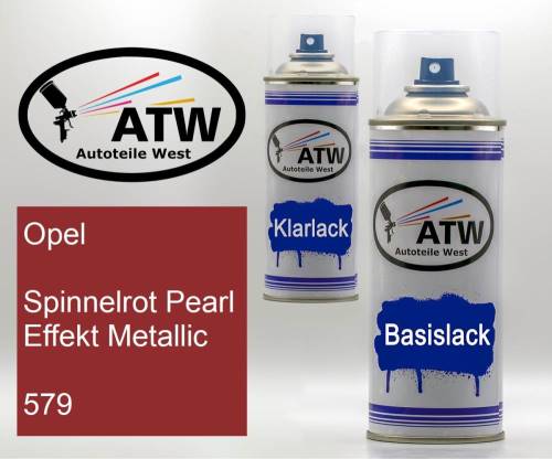 Opel, Spinnelrot Pearl Effekt Metallic, 579: 400ml Sprühdose + 400ml Klarlack - Set, von ATW Autoteile West.